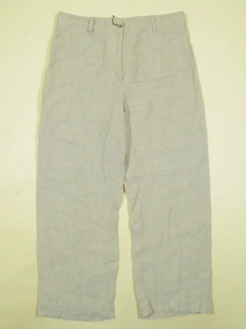 Quince European Flax Linen Wide Leg Trousers Pants Womens 10 Beige Patch Pocket